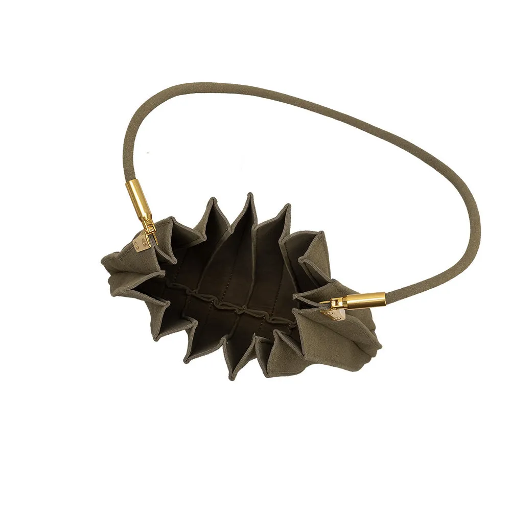 Carrie Olive Pleated Vegan Suede Shoulder Bag sold by Melie Bianco product image thumbnail 5