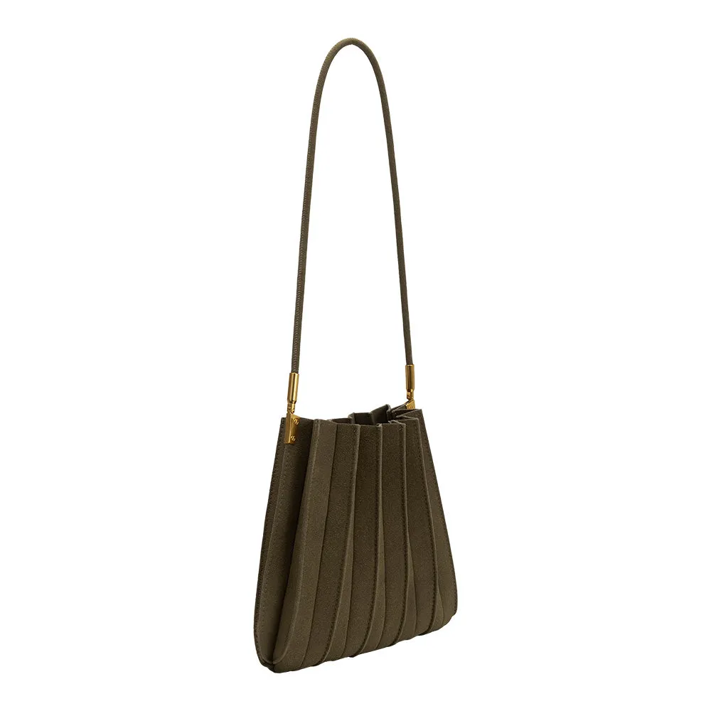 Carrie Olive Pleated Vegan Suede Shoulder Bag sold by Melie Bianco product image thumbnail 2