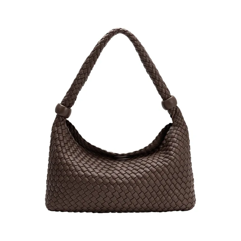 Quinn Espresso Recycled Vegan Leather Shoulder Bag made by Melie Bianco