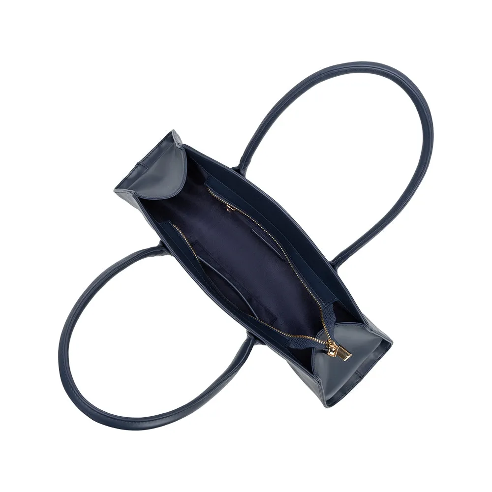 Birdie Navy Recycled Vegan Leather Shoulder Bag sold by Melie Bianco product image thumbnail 4