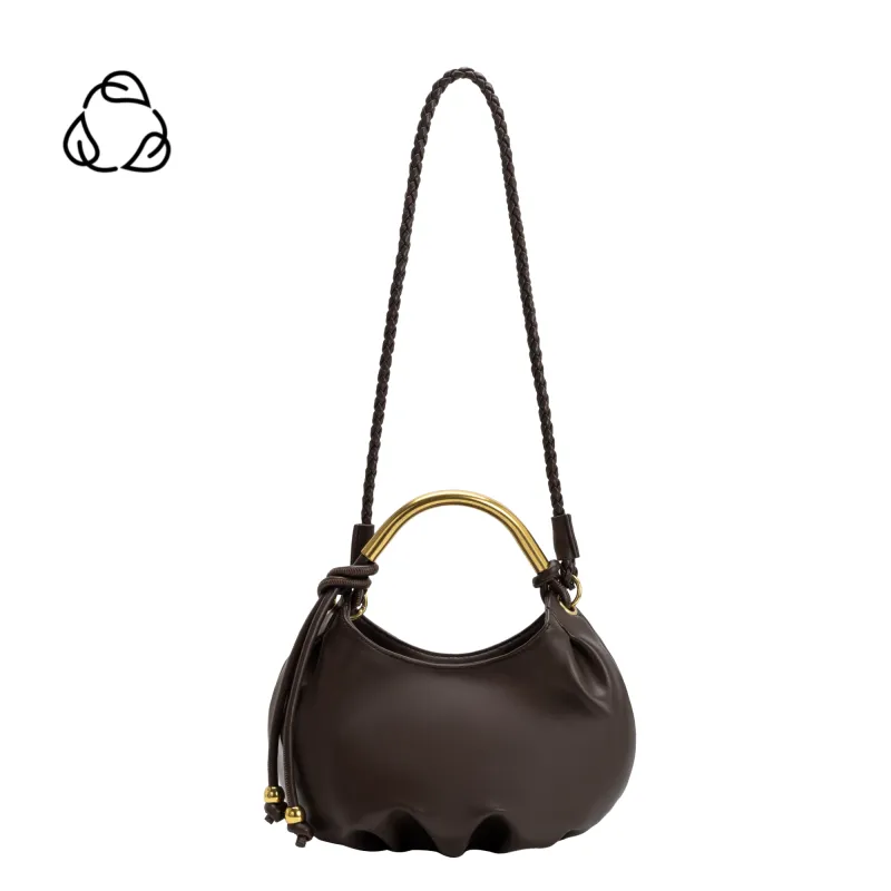 Dottie Espresso Recycled Vegan Leather Top Handle Bag made by Melie Bianco