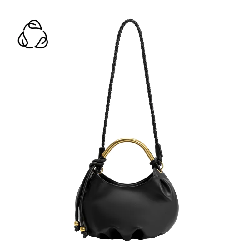 Dottie Black Recycled Vegan Leather Top Handle Bag made by Melie Bianco
