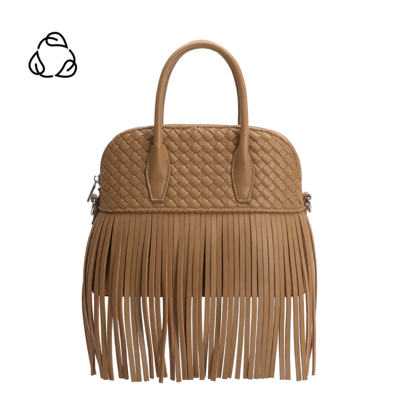 Halle Mocha Recycled Vegan Leather Top Handle Bag made by Melie Bianco