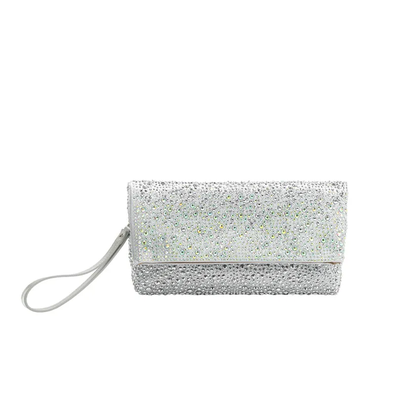 Fayth Silver Rhinestone Wristlet made by Melie Bianco