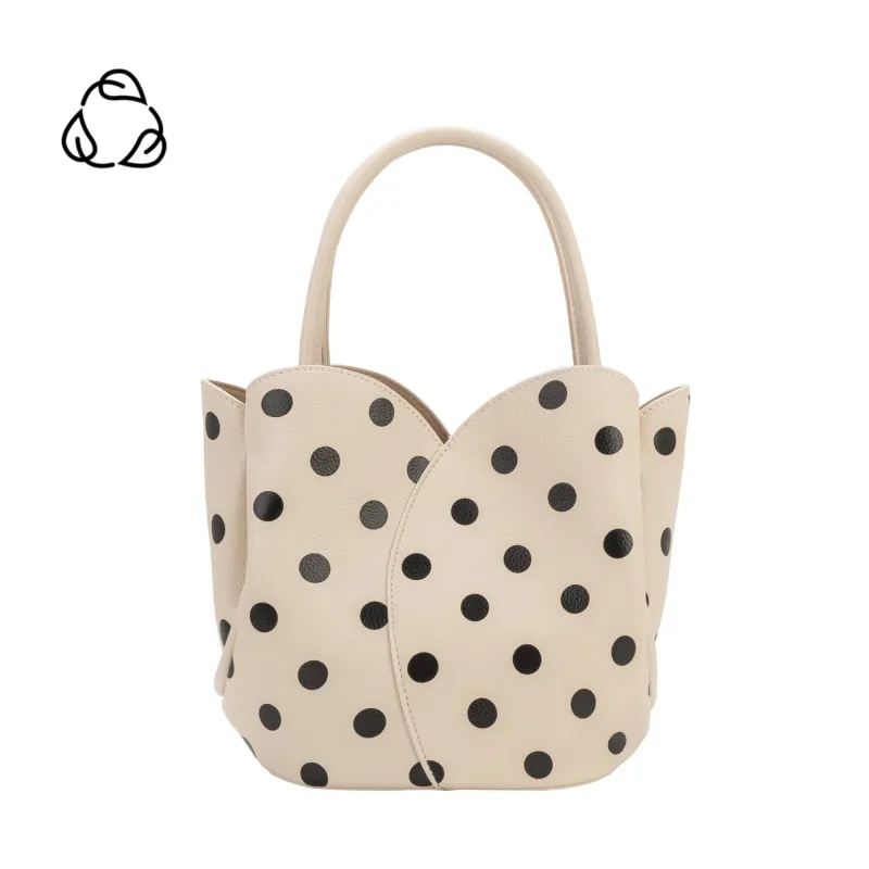 Tulip Cream Polka Dot Recycled Vegan Top Handle Bag made by Melie Bianco