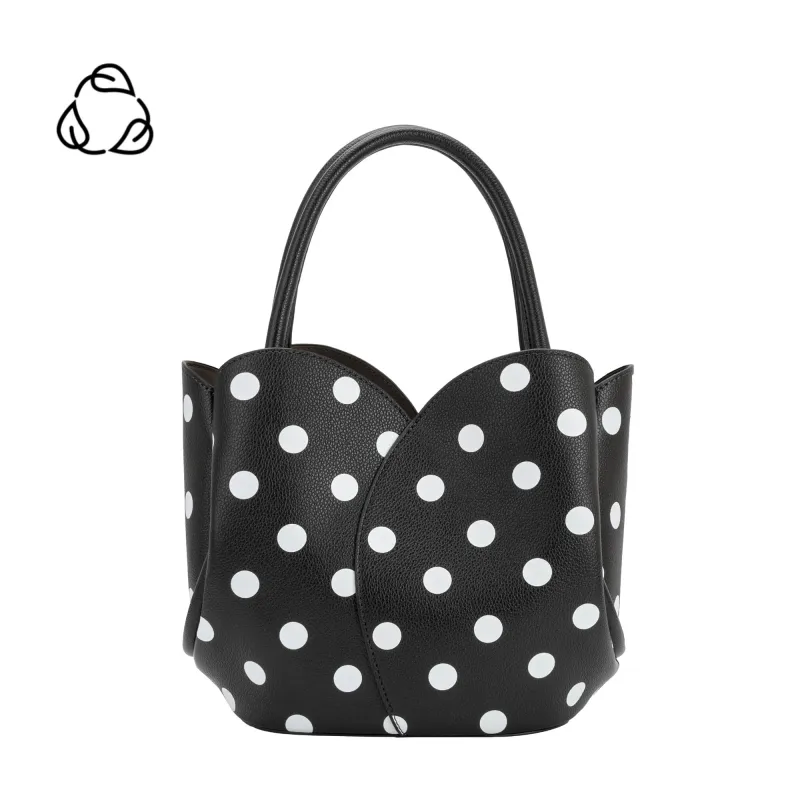Tulip Black Polka Dot Recycled Vegan Top Handle Bag made by Melie Bianco
