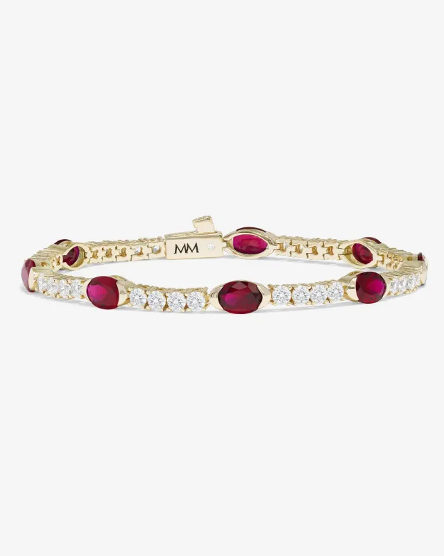 The Maven Tennis Bracelet - Gold|Ruby sold by Melinda Maria