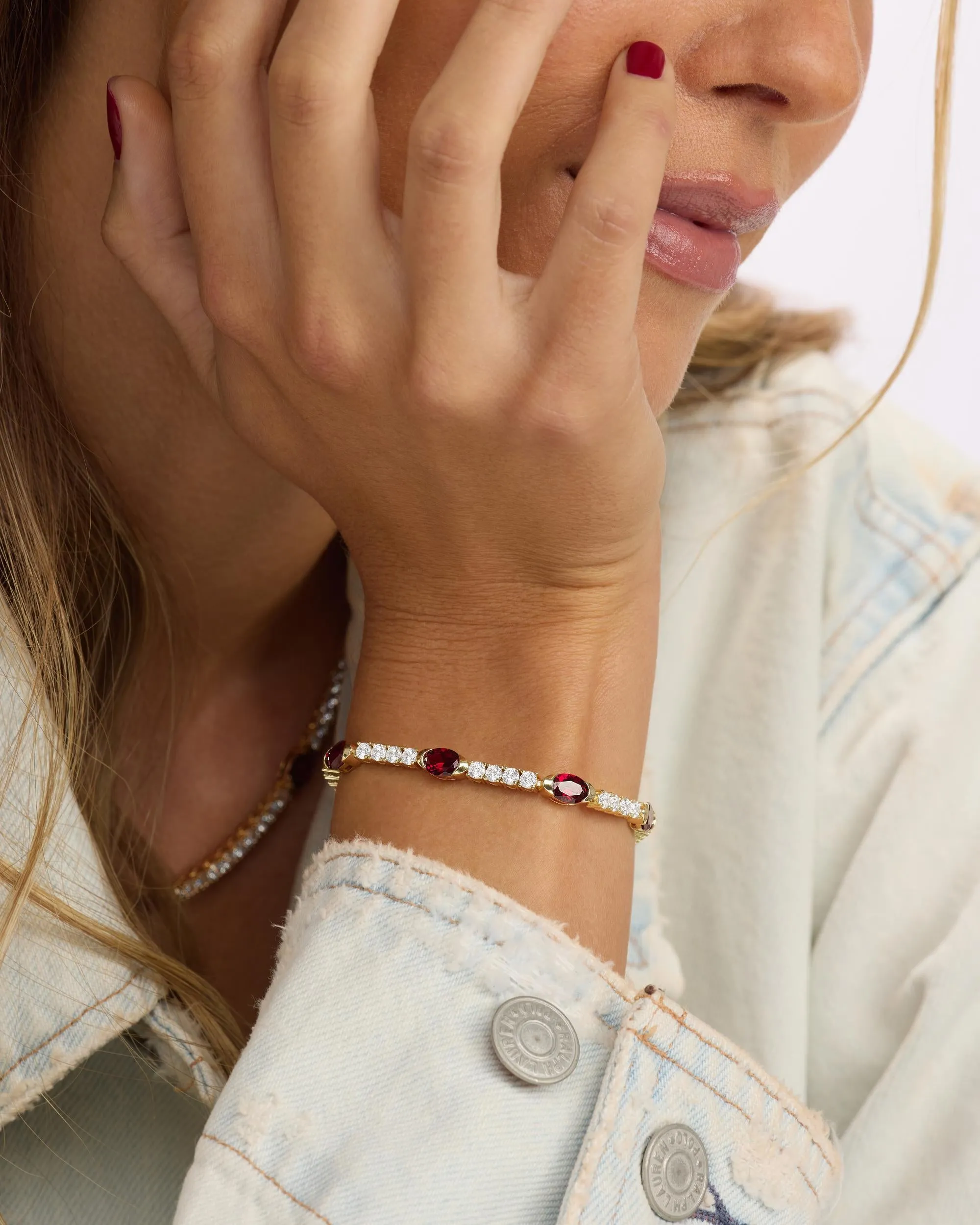 The Maven Tennis Bracelet - Gold|Ruby sold by Melinda Maria product image thumbnail 3