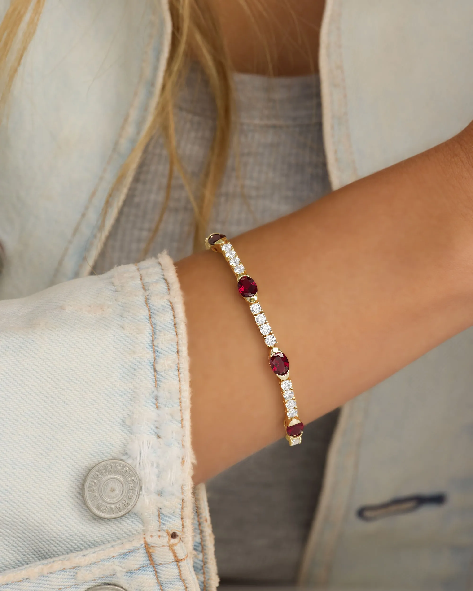 The Maven Tennis Bracelet - Gold|Ruby sold by Melinda Maria product image thumbnail 2