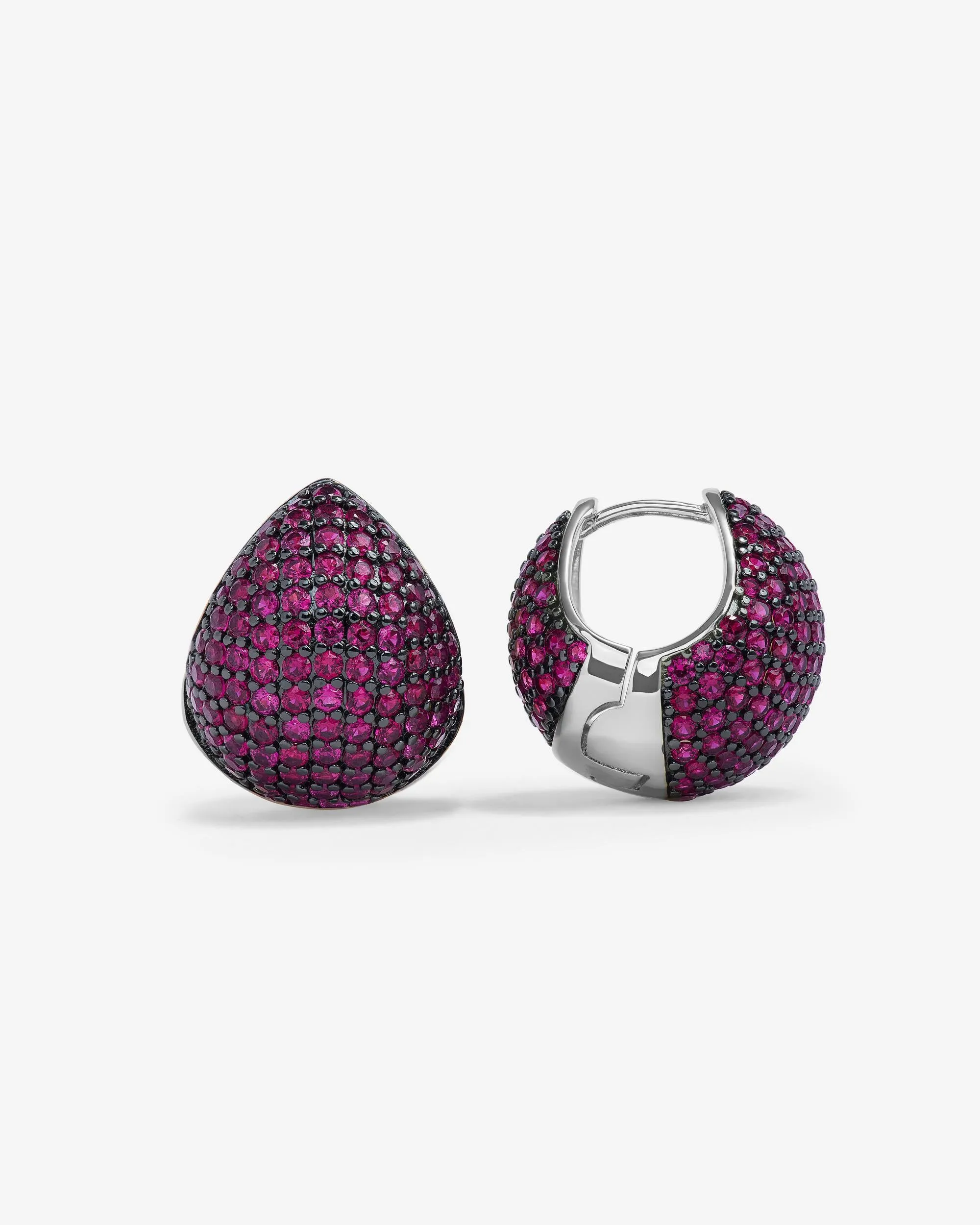 Norah Pavé Earrings - Silver|Ruby sold by Melinda Maria