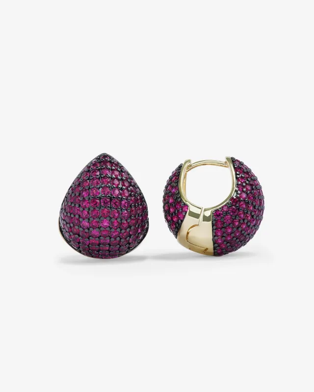 Norah Pavé Earrings - Gold|Ruby sold by Melinda Maria
