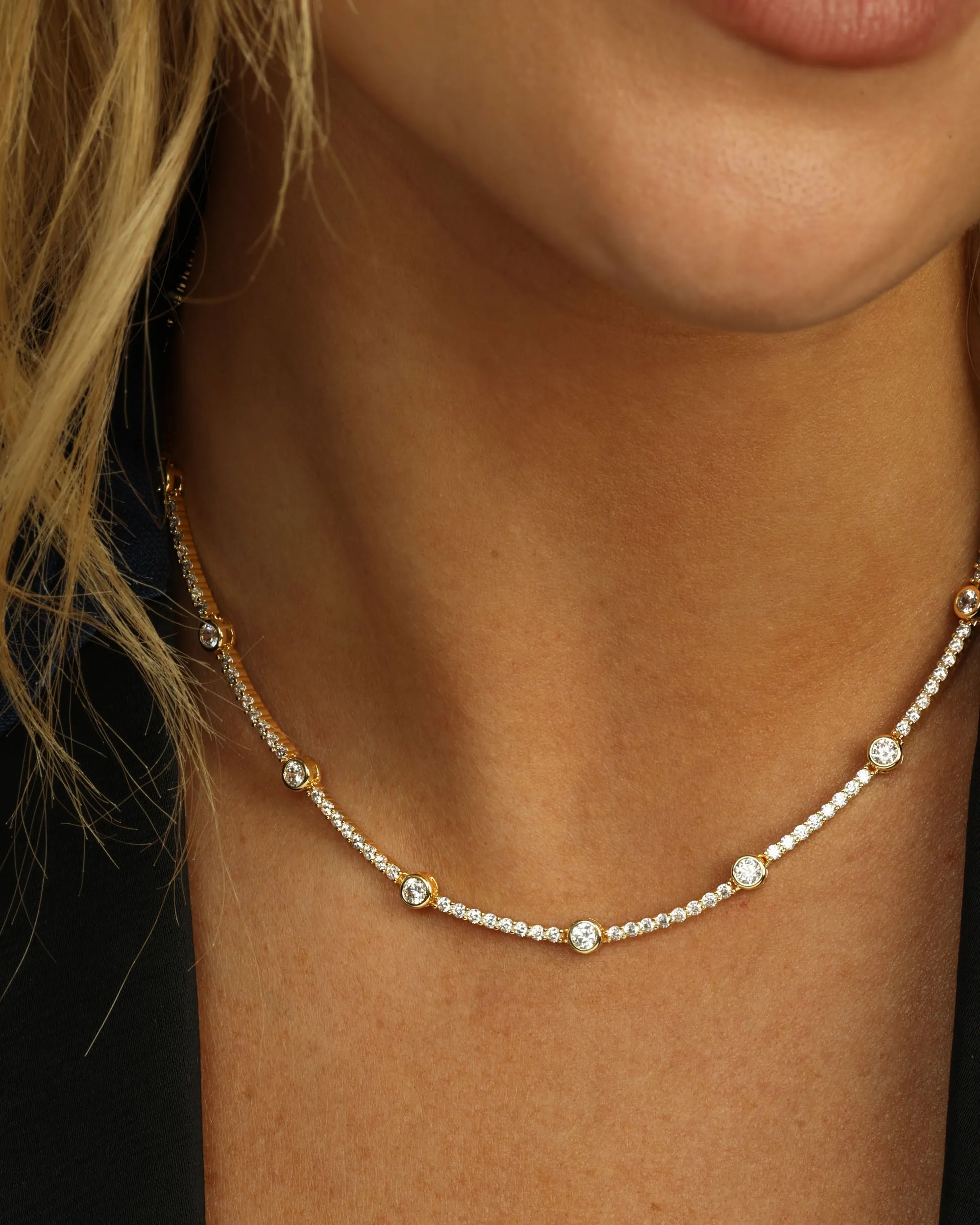 She's an Icon Station Necklace - Gold|White Diamondettes sold by Melinda Maria product image thumbnail 2