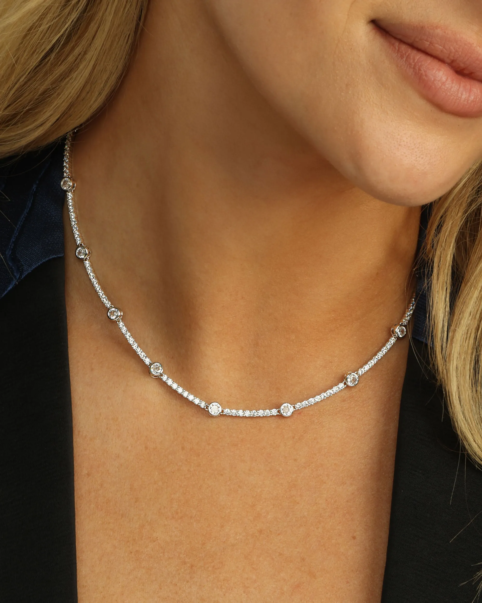 She's an Icon Station Necklace - Silver|White Diamondettes sold by Melinda Maria product image thumbnail 2
