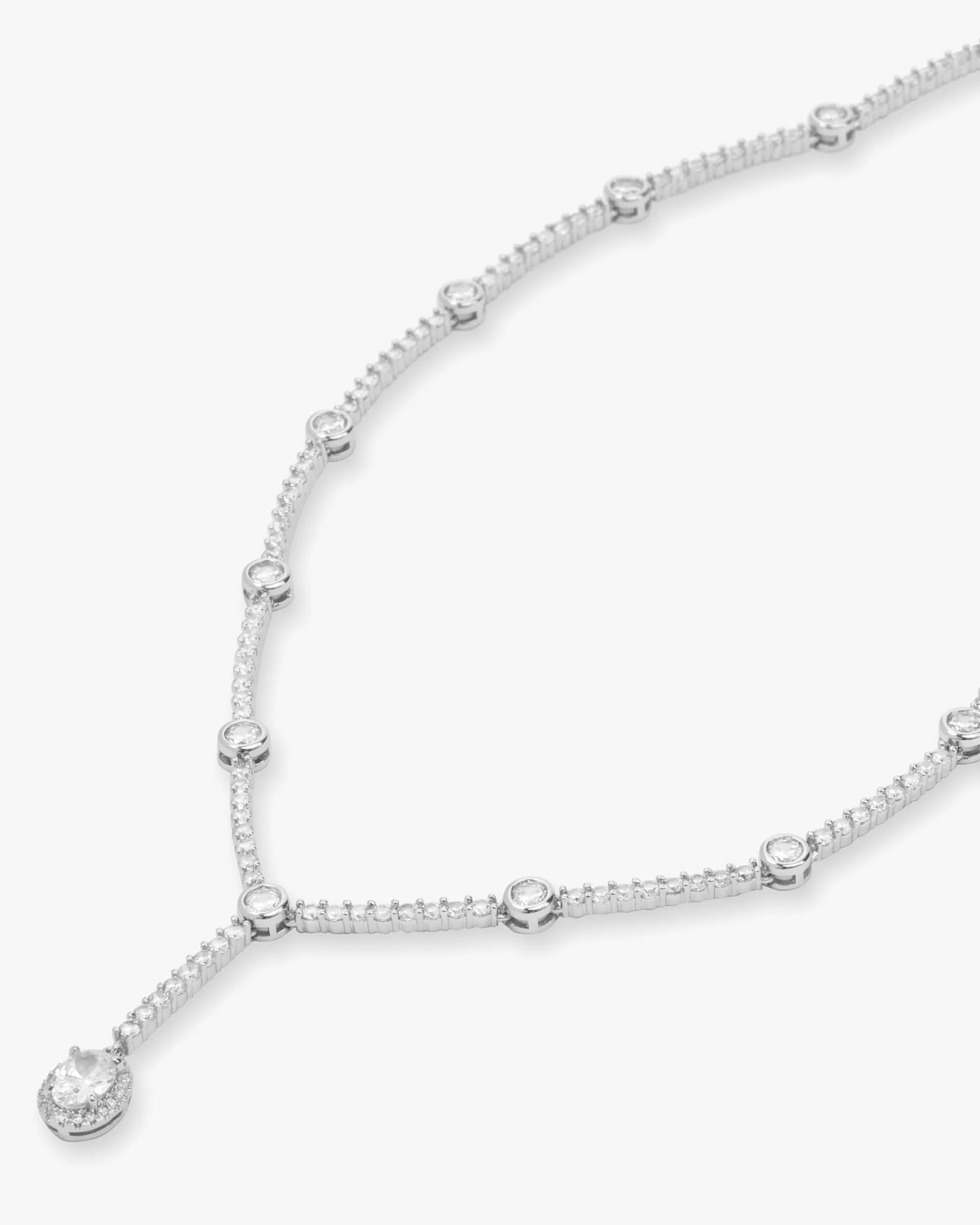 She's an Icon Lariat Necklace 18" - Silver|White Diamondettes sold by Melinda Maria product image thumbnail 3