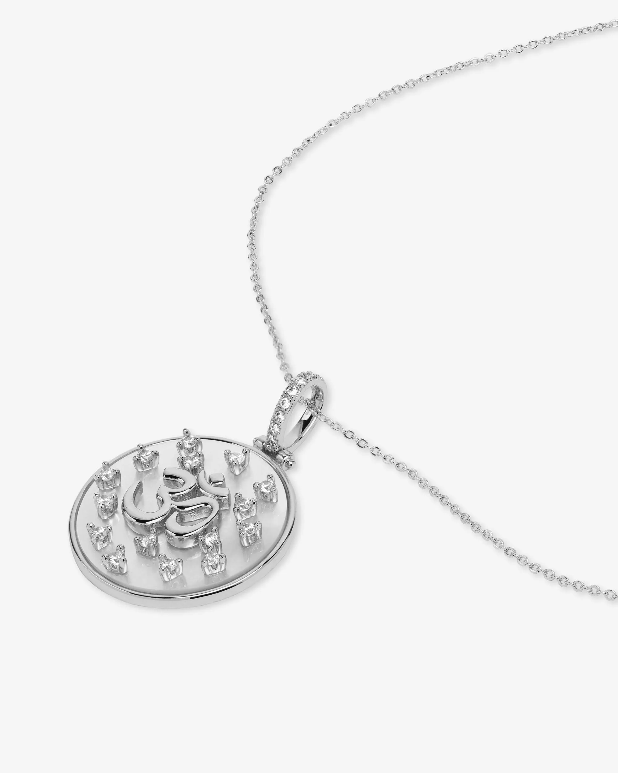 Om Medallion Necklace - Silver|White Diamondettes sold by Melinda Maria product image thumbnail 3