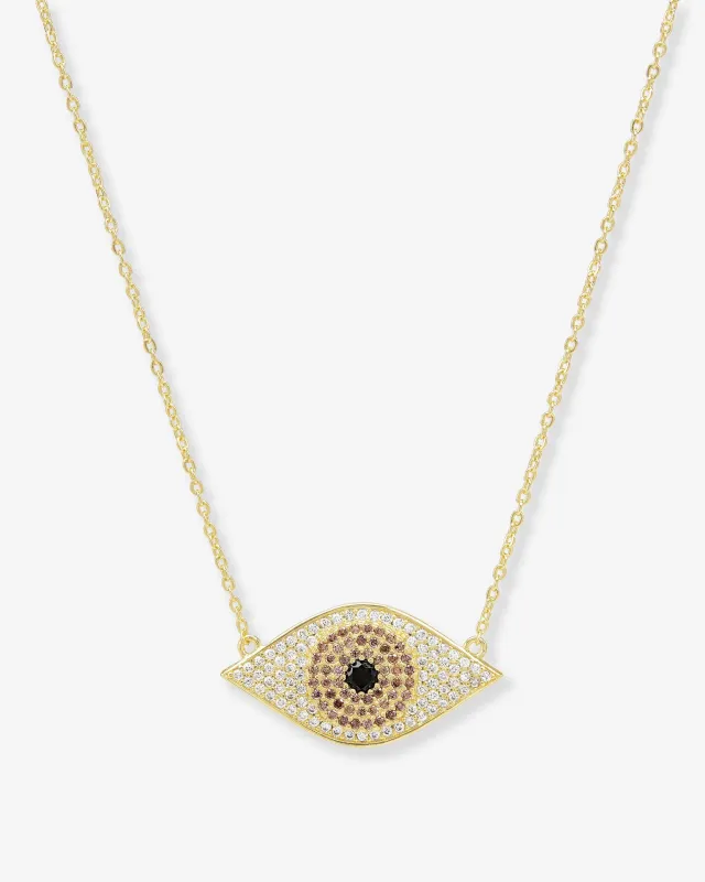 Black Evil Eye Necklace - Gold|Black Diamondettes sold by Melinda Maria