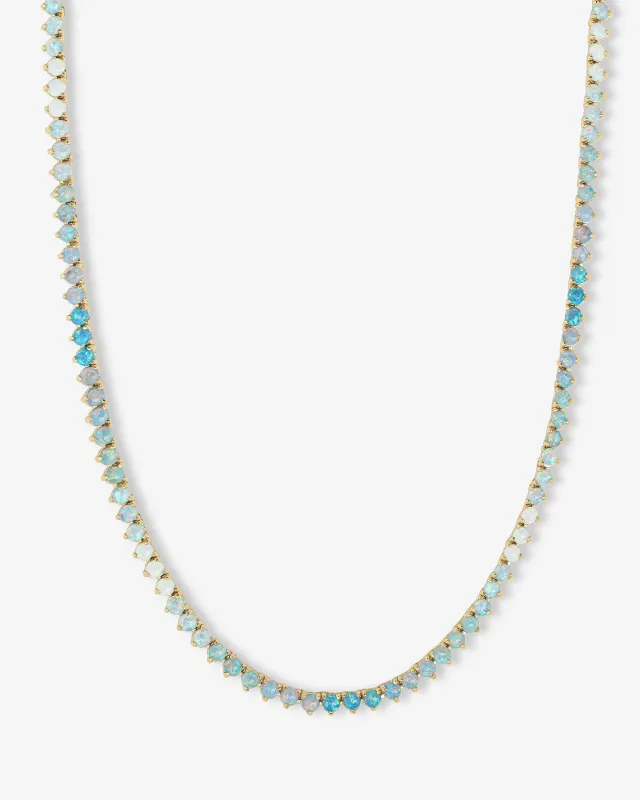 Not Your Basic Ombré Tennis Necklace - Gold|Blue Opal Ombré sold by Melinda Maria