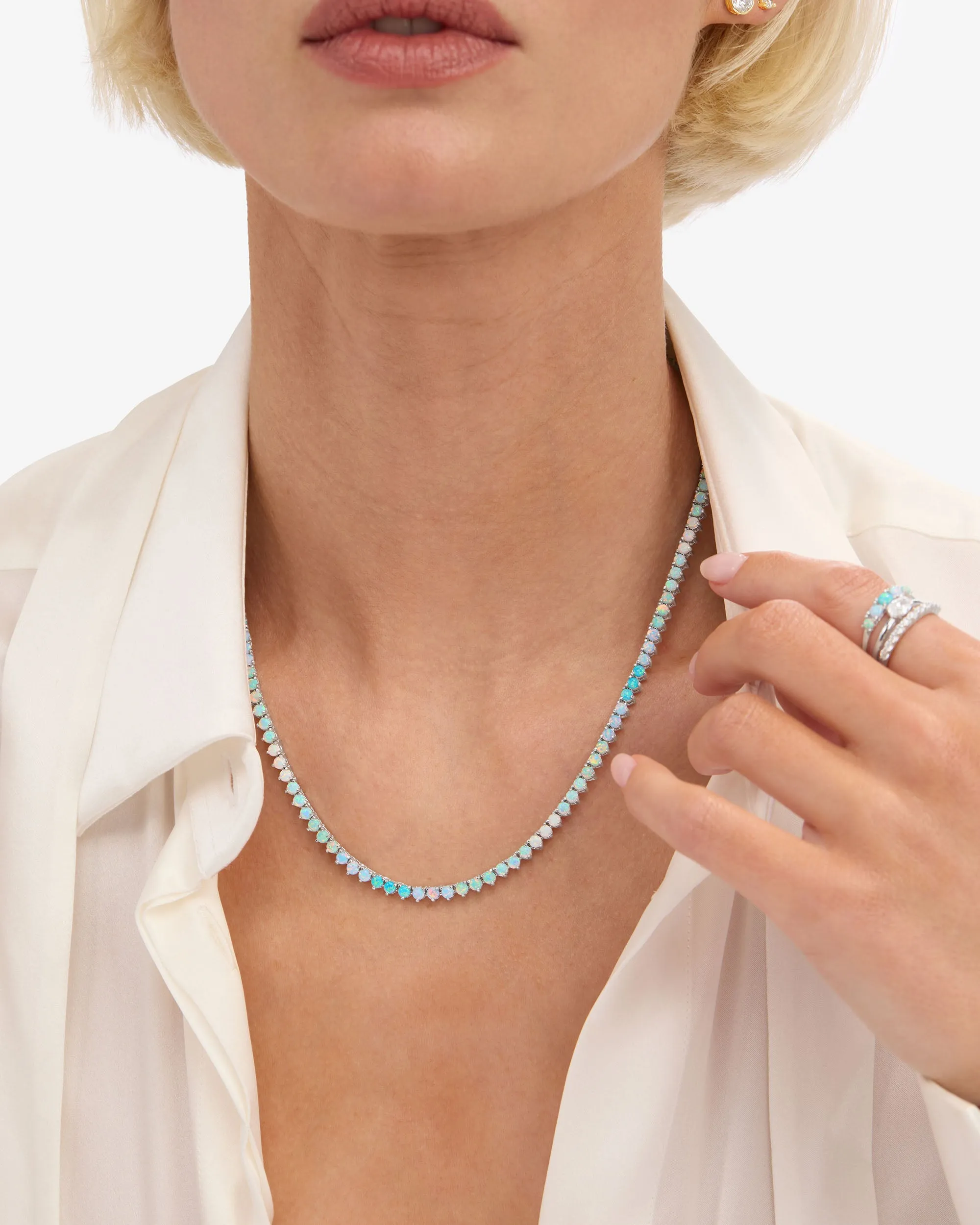 Not Your Basic Ombré Tennis Necklace - Silver|Blue Opal Ombré sold by Melinda Maria product image thumbnail 3