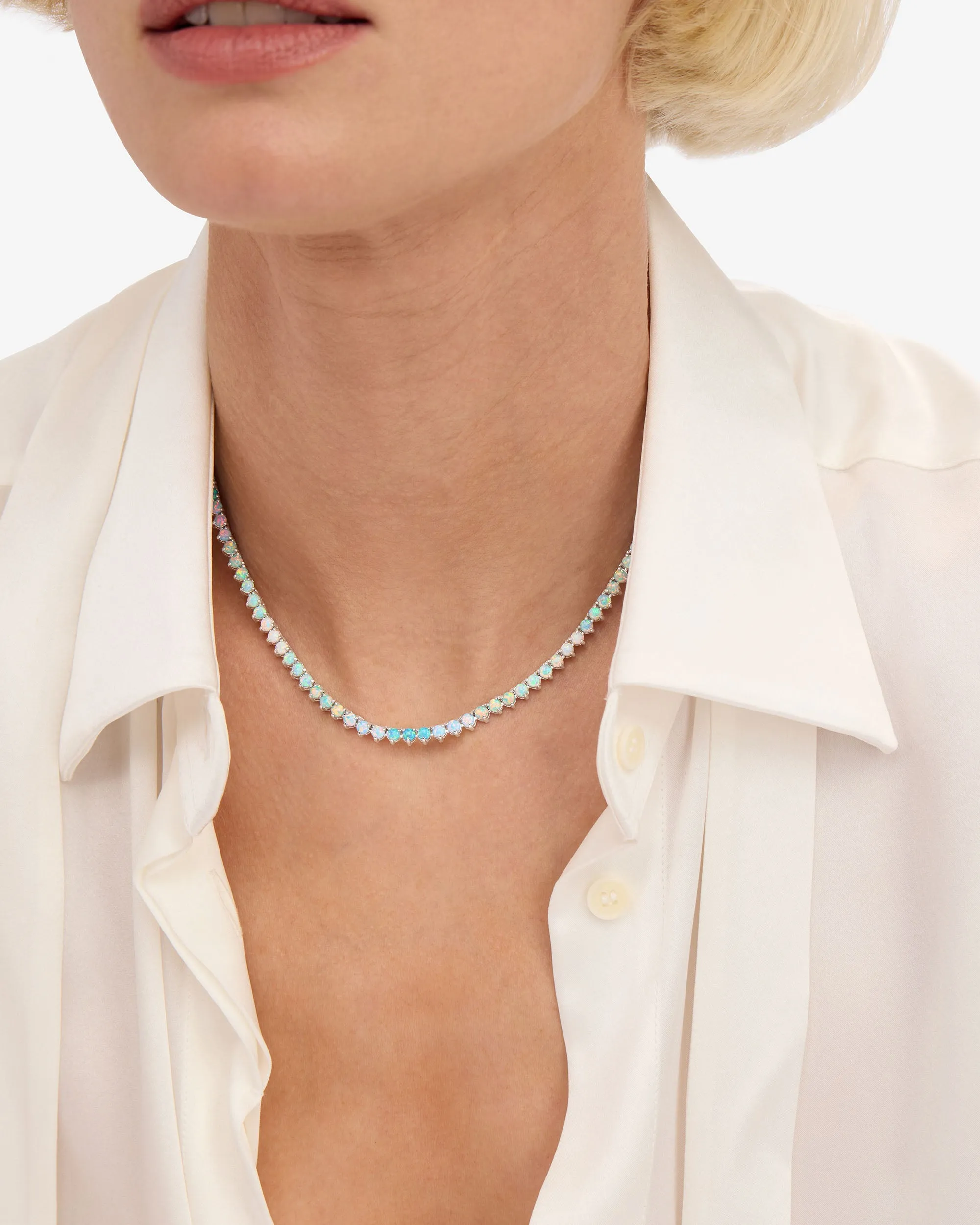 Not Your Basic Ombré Tennis Necklace - Silver|Blue Opal Ombré sold by Melinda Maria product image thumbnail 2