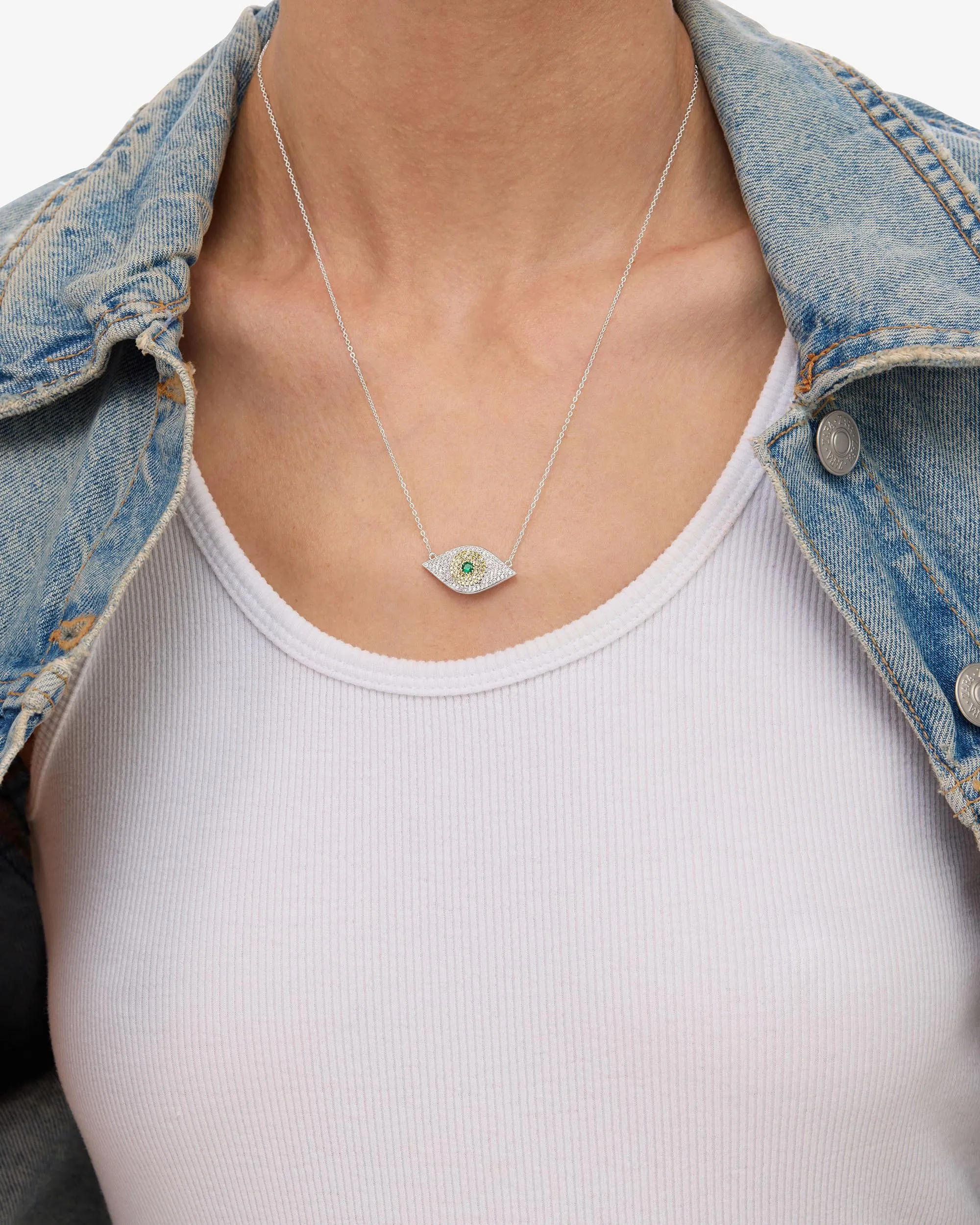 Green Evil Eye Necklace - Silver|Emerald sold by Melinda Maria product image thumbnail 4