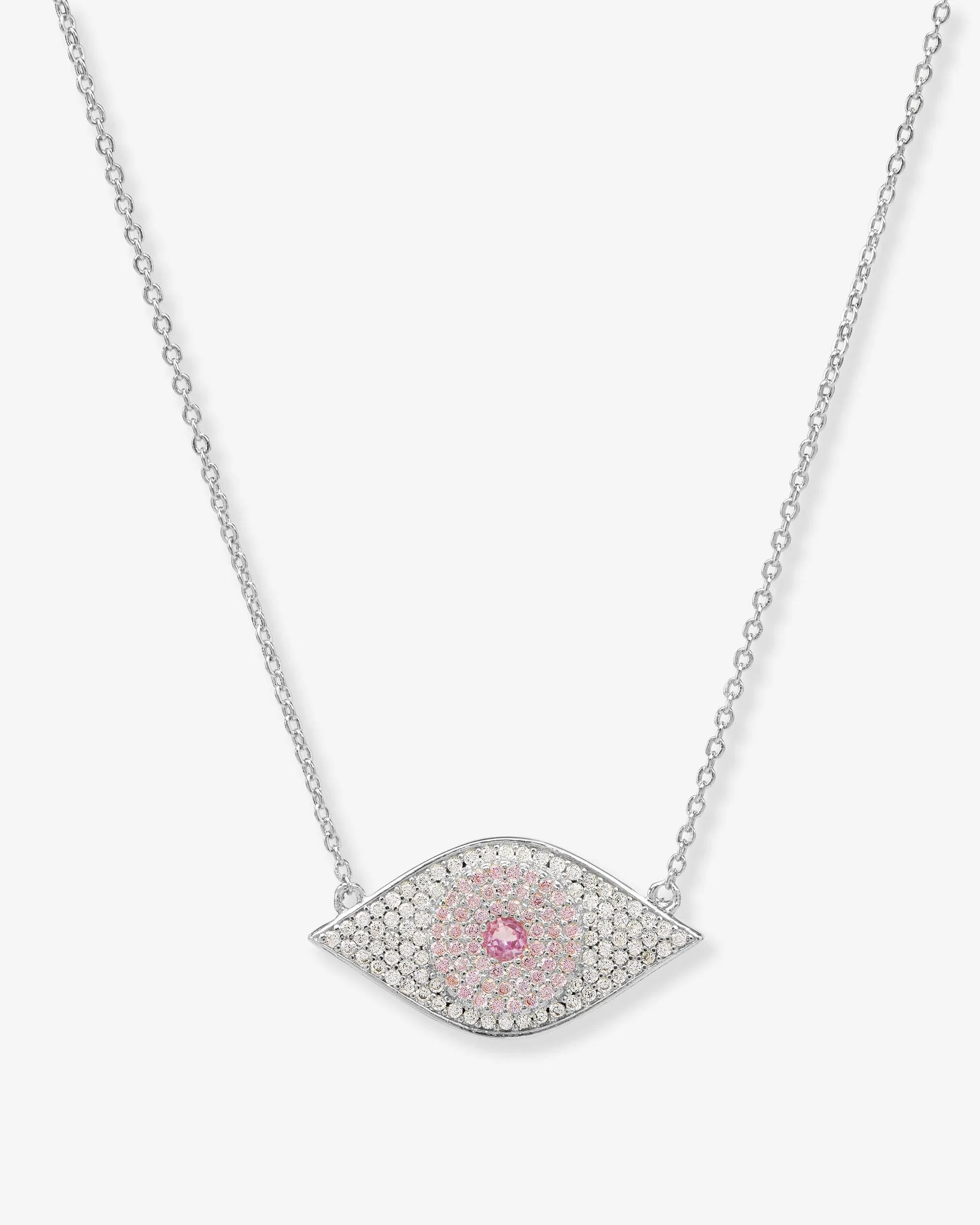 Rose Evil Eye Necklace - Silver|Pink Sapphire sold by Melinda Maria