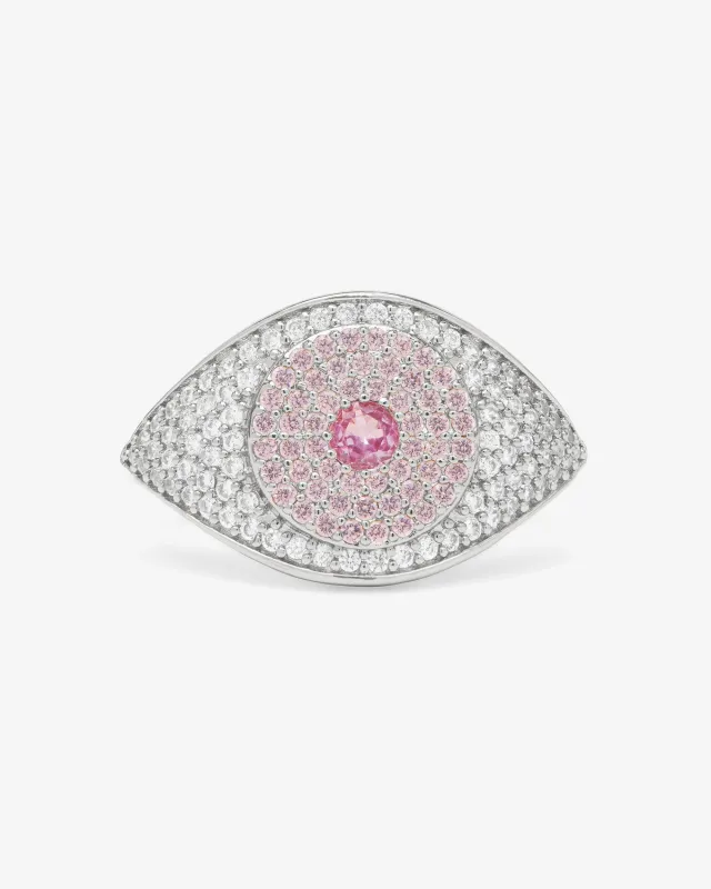 Rose Evil Eye Ring - Silver|Pink Sapphire sold by Melinda Maria