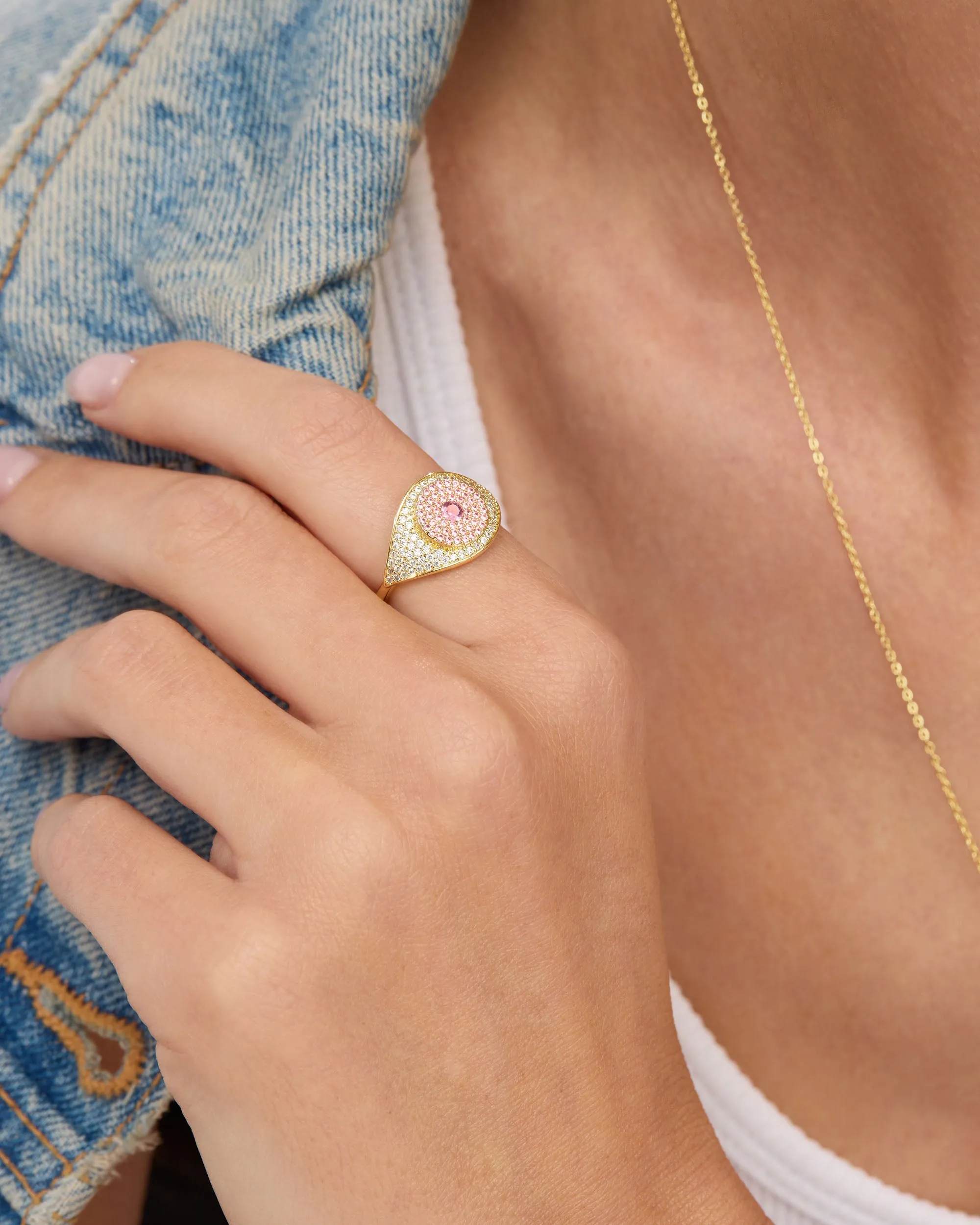 Rose Evil Eye Ring - Gold|Pink Sapphire sold by Melinda Maria product image thumbnail 2