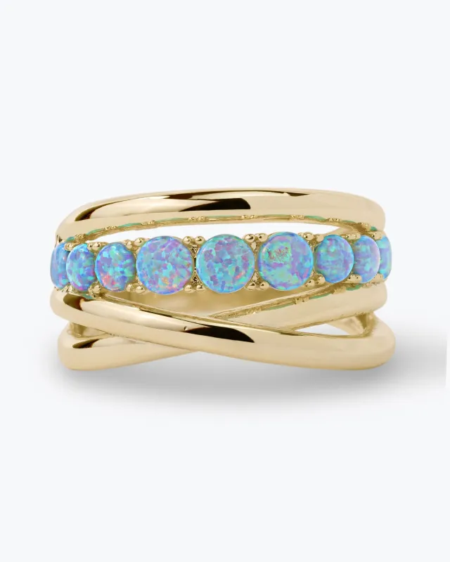 "Oh She Fancy" Stacked Blue Opal Ring - Gold|Blue Opal made by Melinda Maria