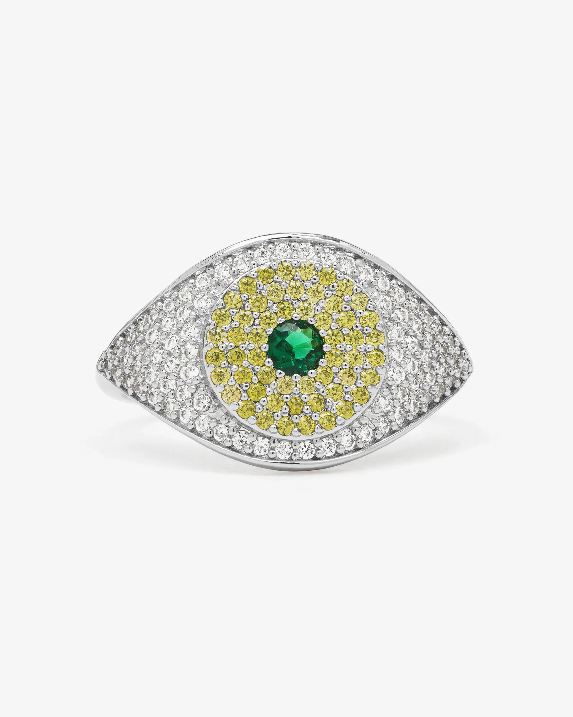Green Evil Eye Ring - Silver|Emerald sold by Melinda Maria