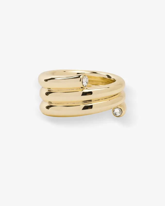 Spiral Ring - Gold|White Diamondettes sold by Melinda Maria
