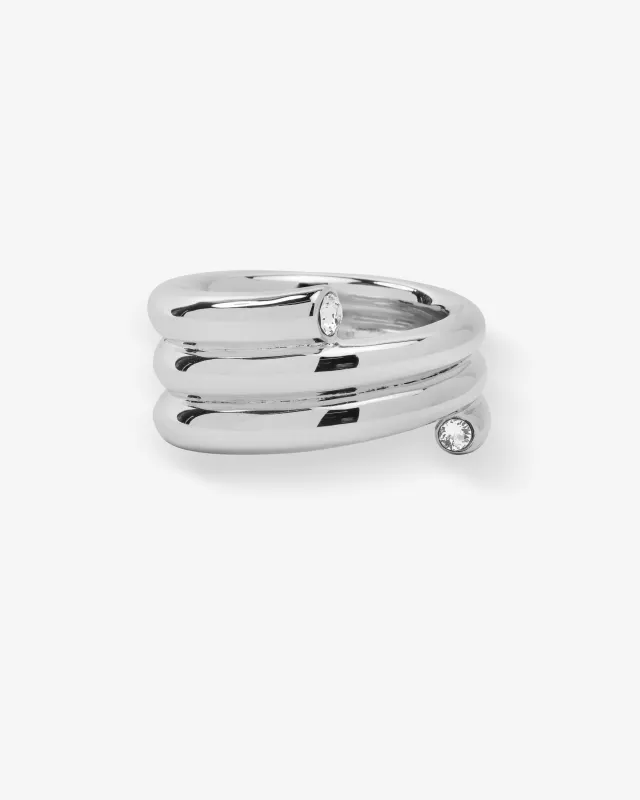 Spiral Ring - Silver|White Diamondettes sold by Melinda Maria