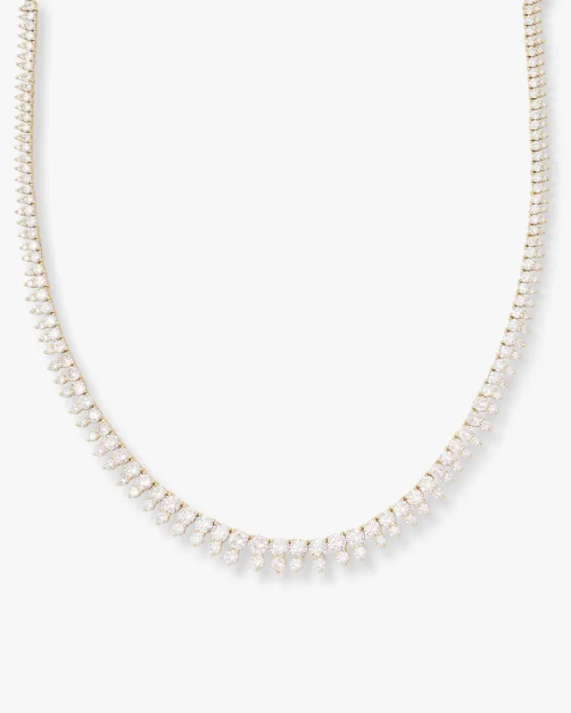 She's an Icon Riviera Tennis Necklace 16" - Gold|White Diamondettes made by Melinda Maria