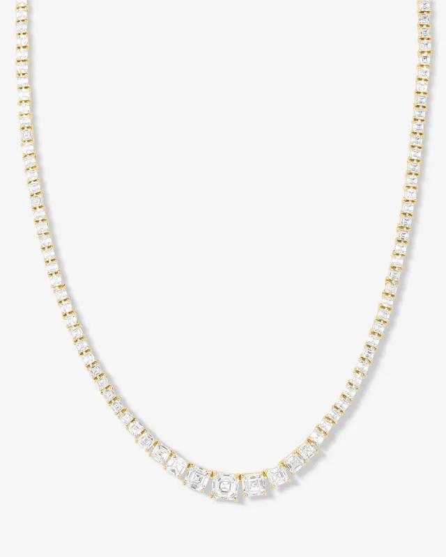 The Queen's Graduated Tennis Necklace - Gold|White Diamondettes sold by Melinda Maria