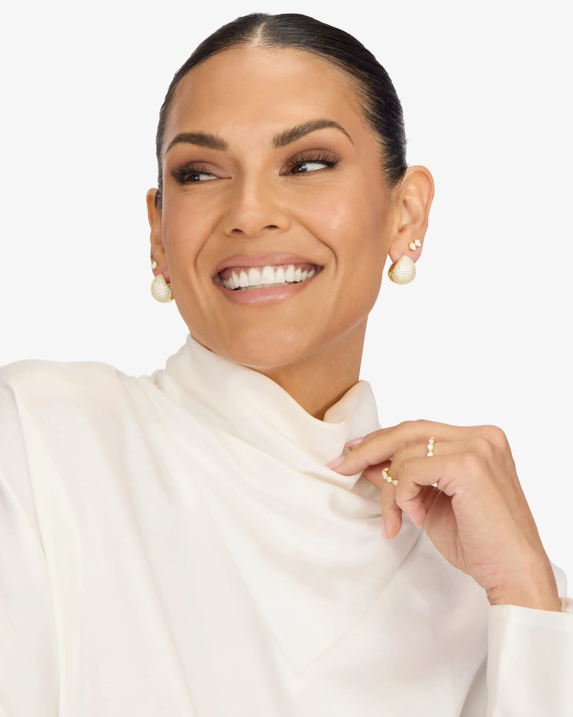 Norah Pavé Earrings - Gold|White Diamondettes sold by Melinda Maria product image thumbnail 4