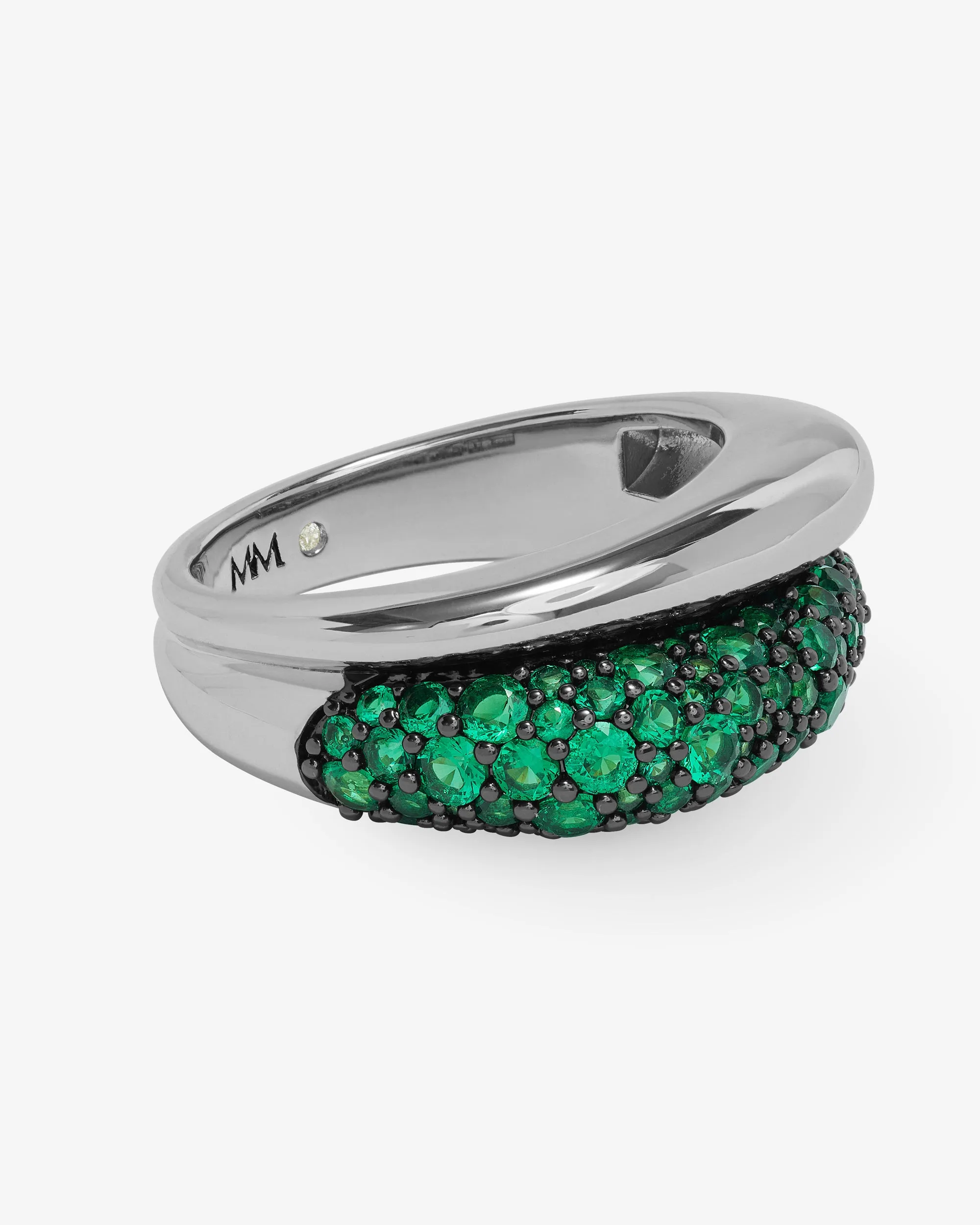 Norah Pavé Double Ring - Silver|Emerald sold by Melinda Maria product image thumbnail 3