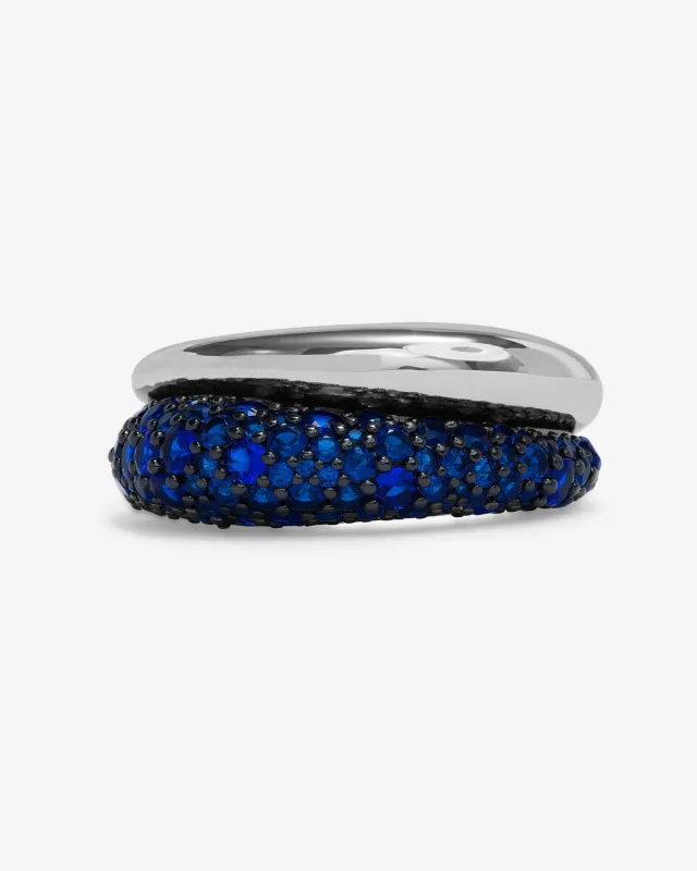 Norah Pavé Double Ring - Silver|Blue Sapphire sold by Melinda Maria