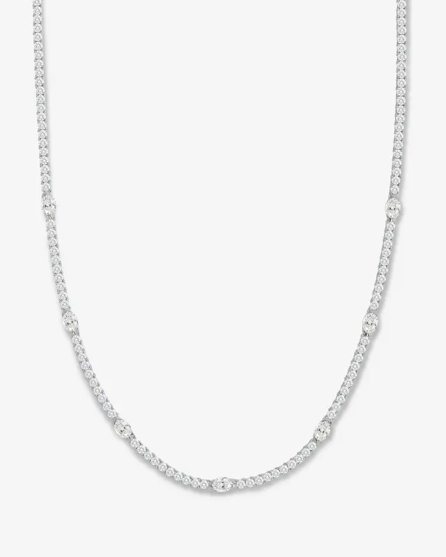 The Maven Tennis Necklace - Silver|White Diamondettes sold by Melinda Maria