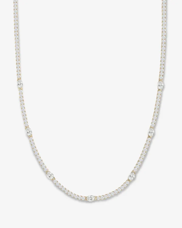 The Maven Tennis Necklace - Gold|White Diamondettes sold by Melinda Maria