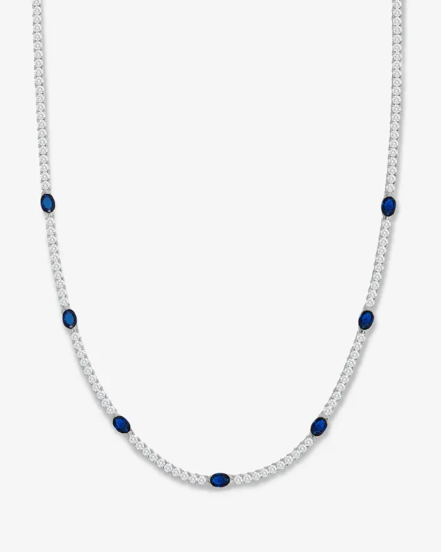 The Maven Tennis Necklace - Silver|Blue Sapphire sold by Melinda Maria