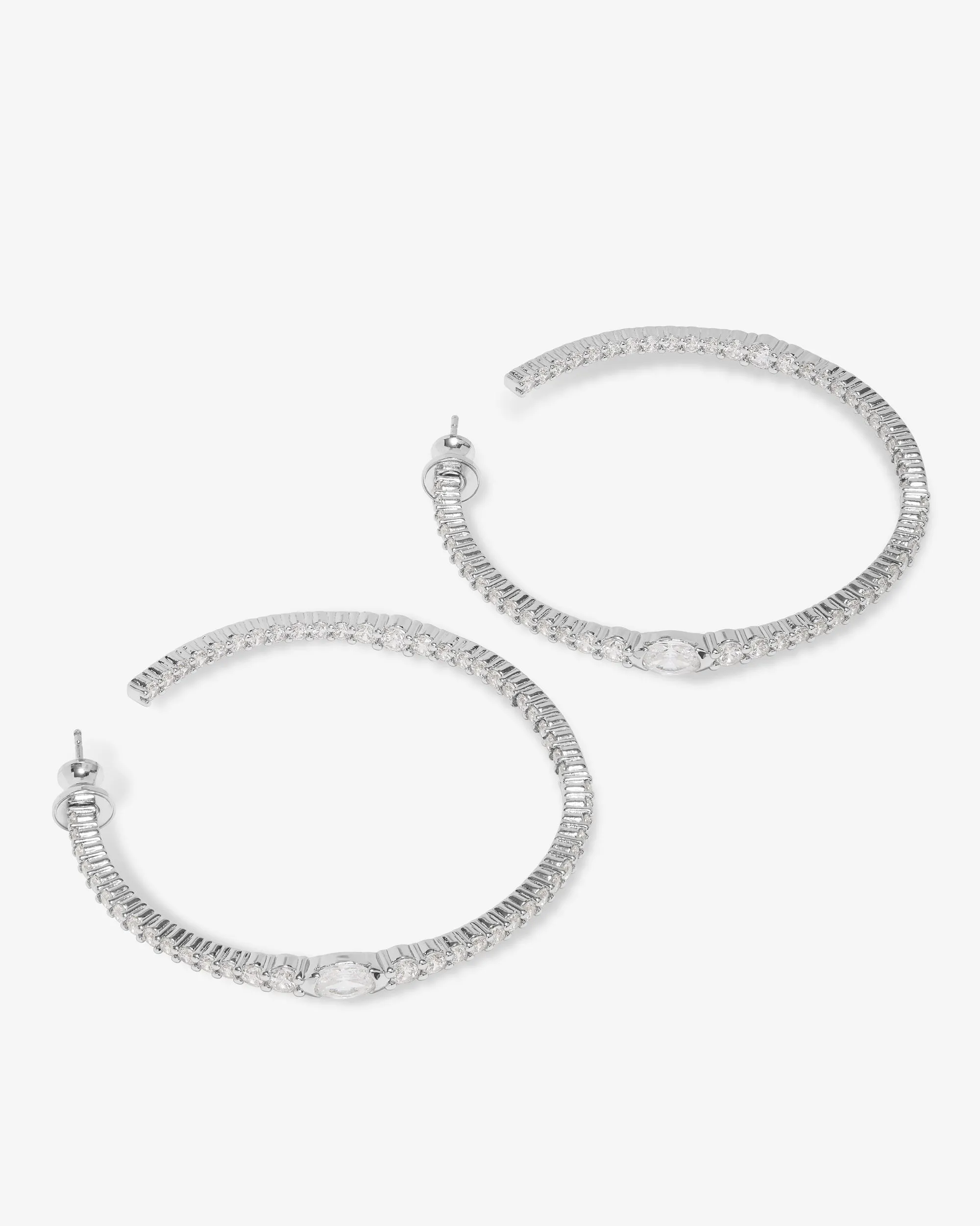 The Maven Hoops 2" - Silver|White Diamondettes sold by Melinda Maria product image thumbnail 3