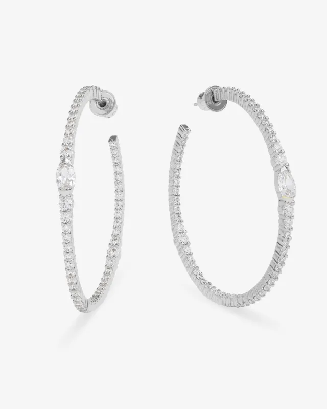 The Maven Hoops 2" - Silver|White Diamondettes sold by Melinda Maria