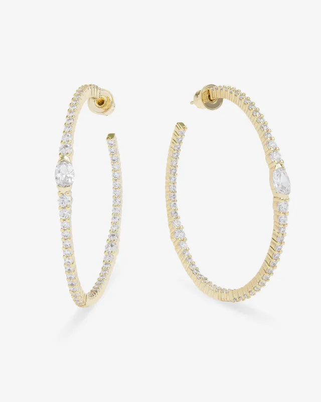 The Maven Hoops 2" - Gold|White Diamondettes sold by Melinda Maria