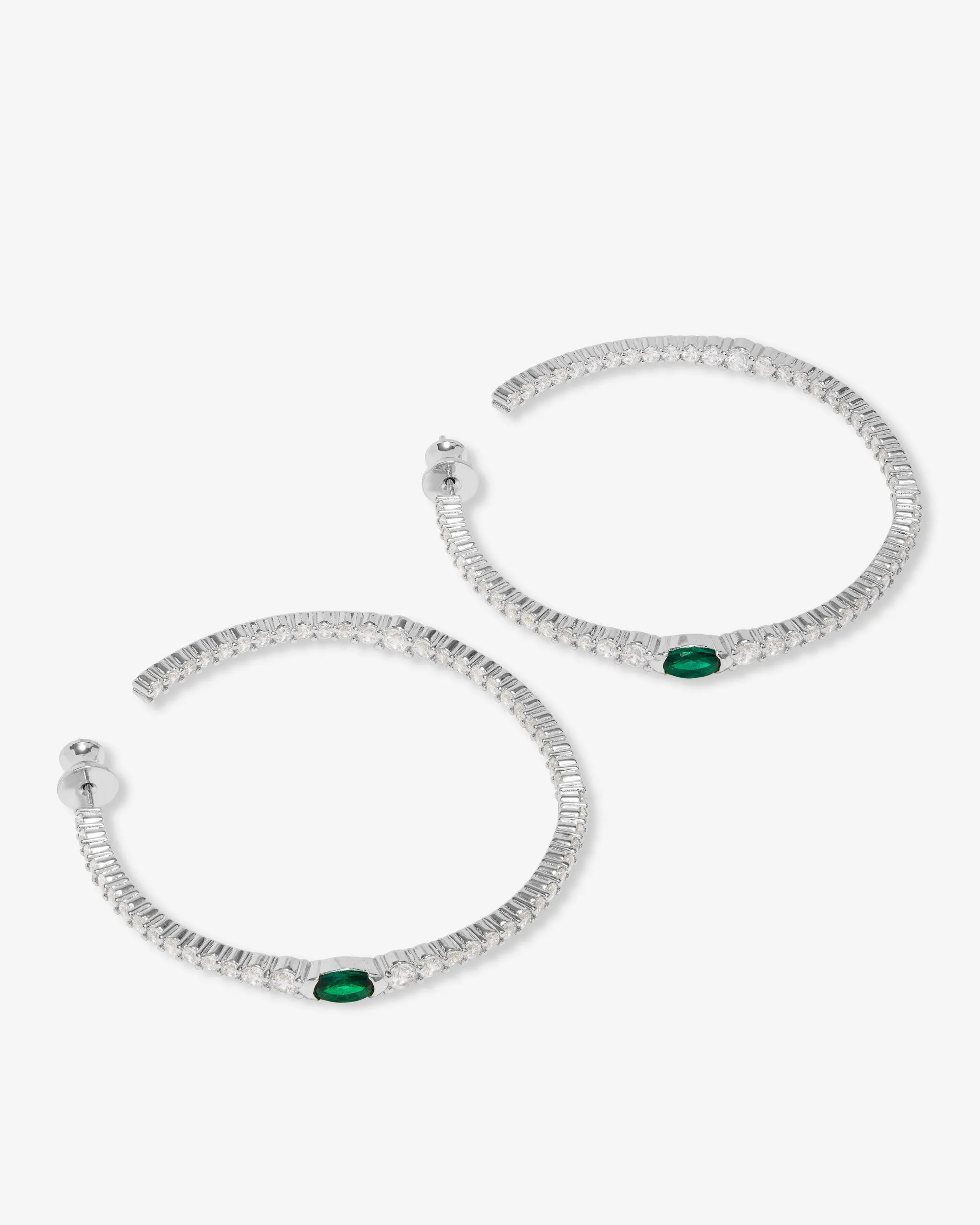 The Maven Hoops 2" - Silver|Emerald sold by Melinda Maria product image thumbnail 3