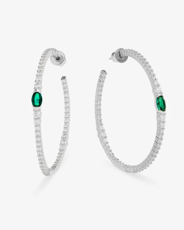 The Maven Hoops 2" - Silver|Emerald sold by Melinda Maria