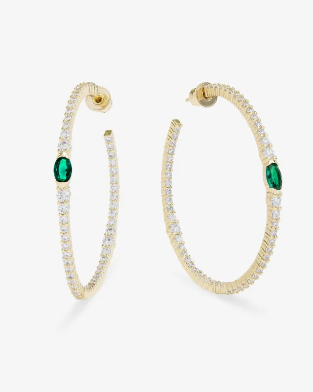 The Maven Hoops 2" - Gold|Emerald sold by Melinda Maria