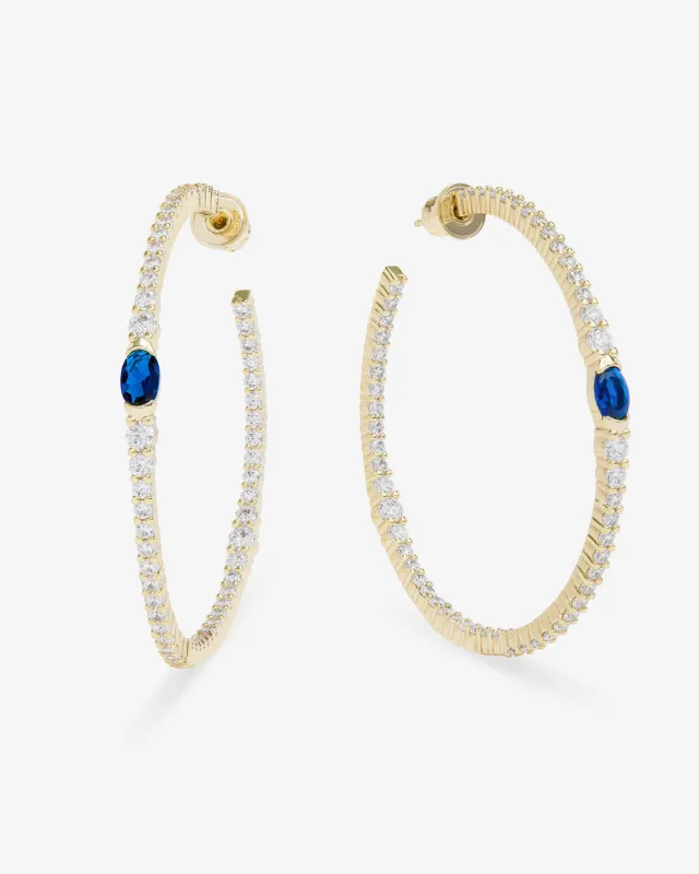 The Maven Hoops 2" - Gold|Blue Sapphire sold by Melinda Maria