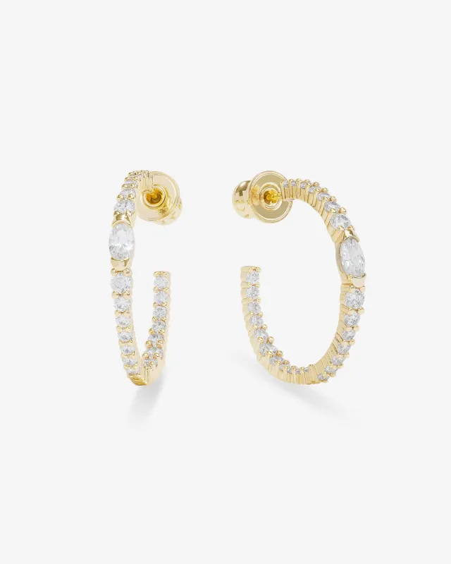The Maven Hoops 1" - Gold|White Diamondettes sold by Melinda Maria