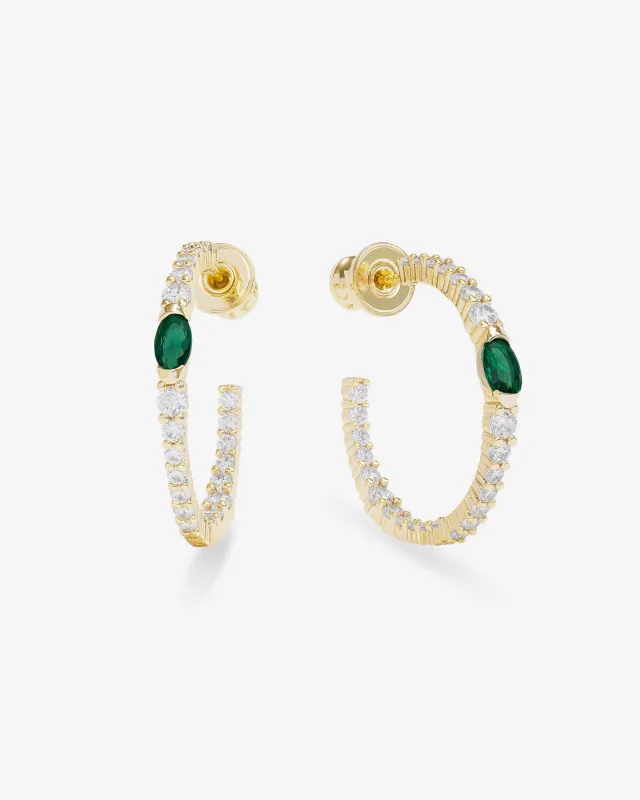 The Maven Hoops 1" - Gold|Emerald sold by Melinda Maria