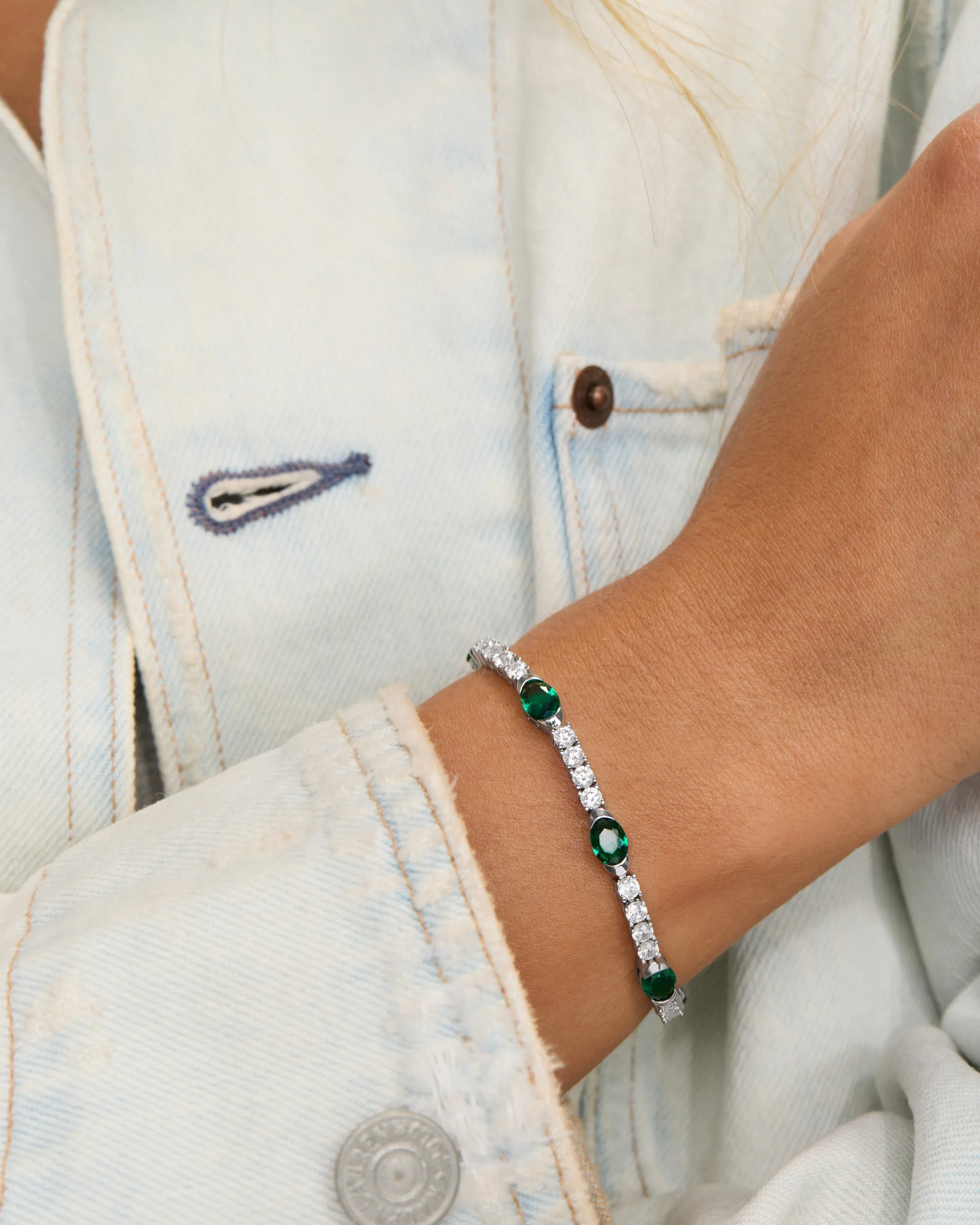 The Maven Tennis Bracelet - Silver|Emerald sold by Melinda Maria product image thumbnail 2