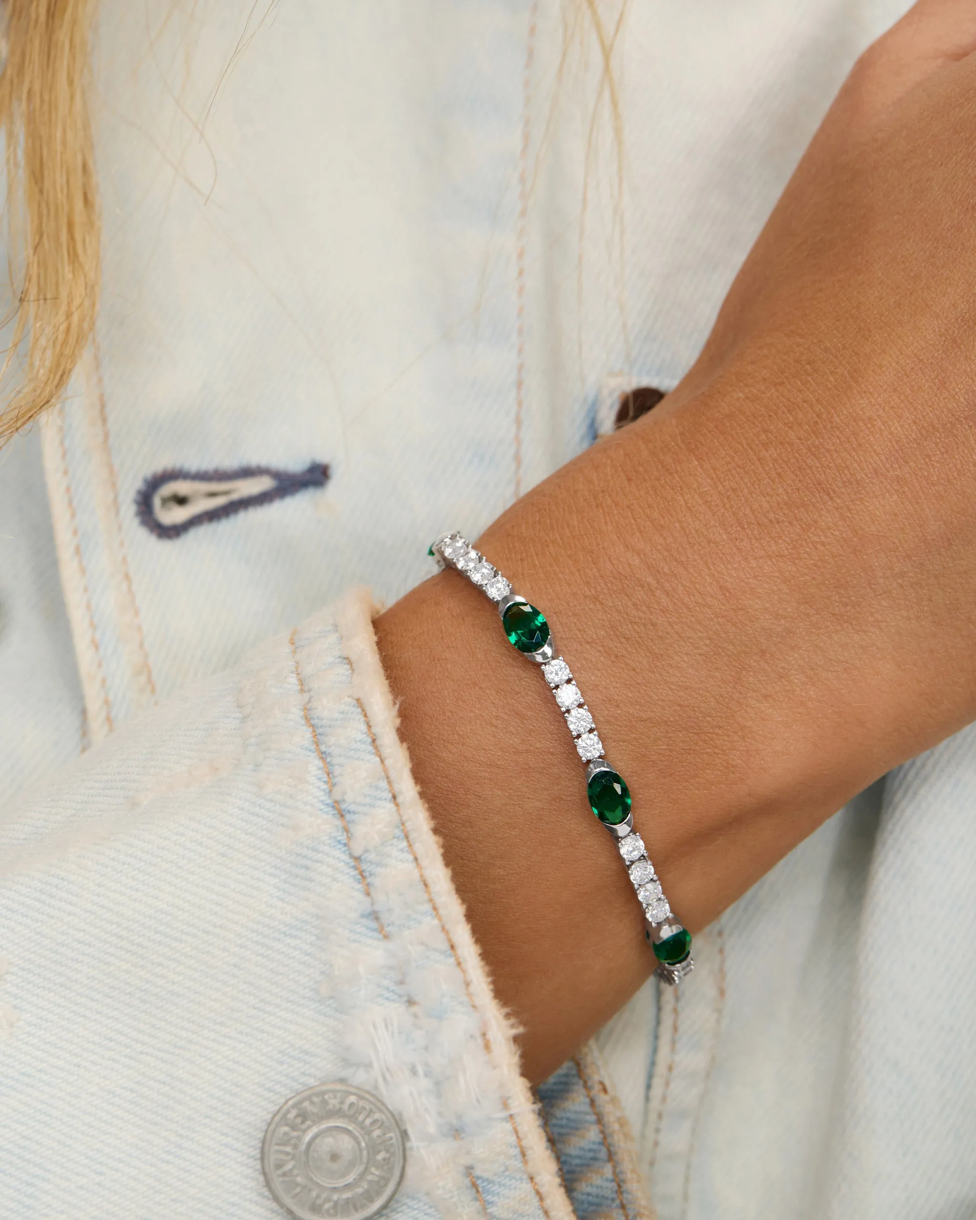 The Maven Tennis Bracelet - Silver|Emerald sold by Melinda Maria product image thumbnail 3